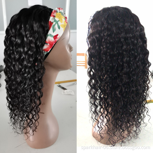 Drop Shipping Wholesale Water Wave Headband Wigs Human Hair For Black Women,36 Inch Raw Virgin Human Hair Straight Headband Wig